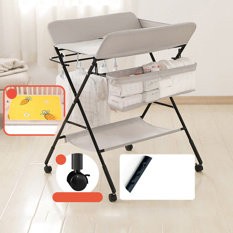 Modern Flat Top Baby Changing Table Metal Folding Changing Table with Safety Rails