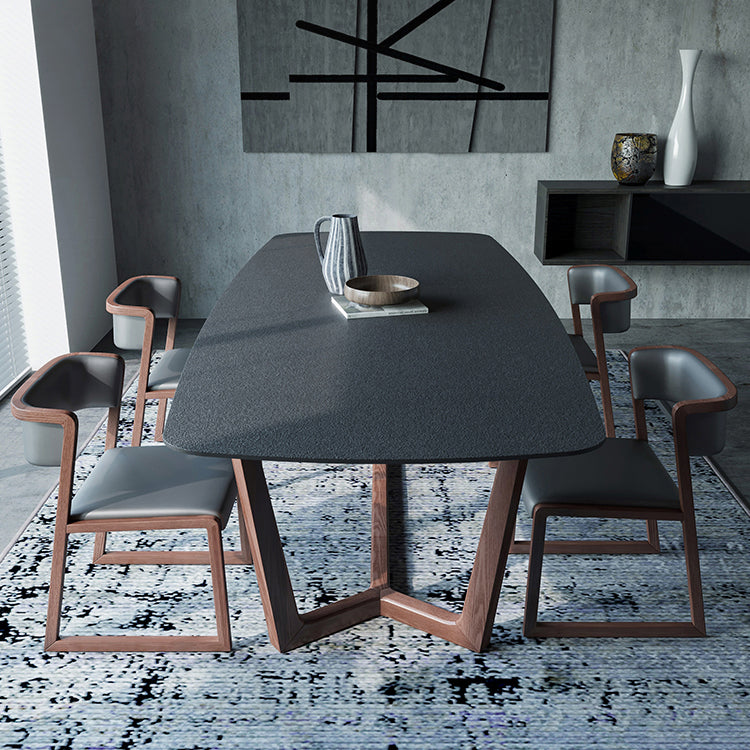 Indoor Dinette Table with Wooden Base Modern Dining Table for Home