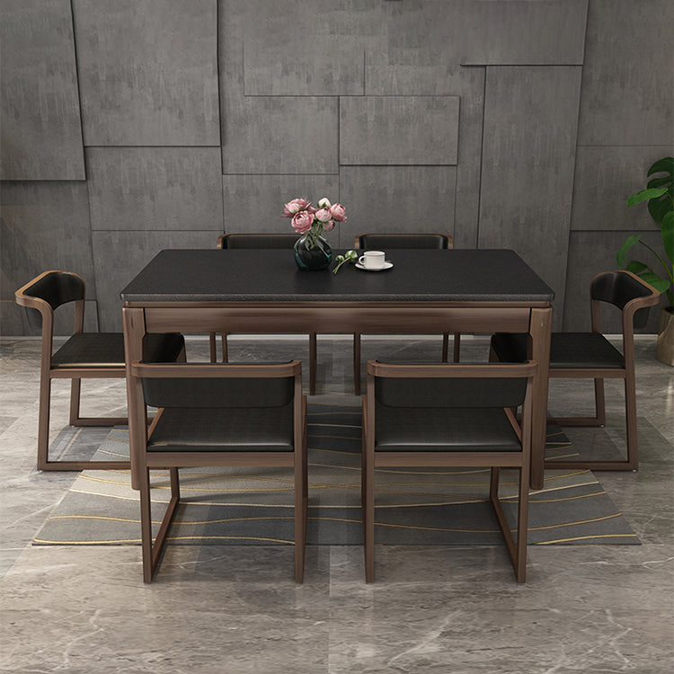 Stone Top Dinette Table with Ash Wood Legs Black Indoor Dining Table