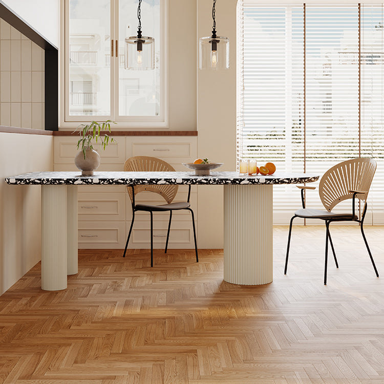 Free Form Contemporary Dining Table for Home Stone Dinette Table with 3 Legs
