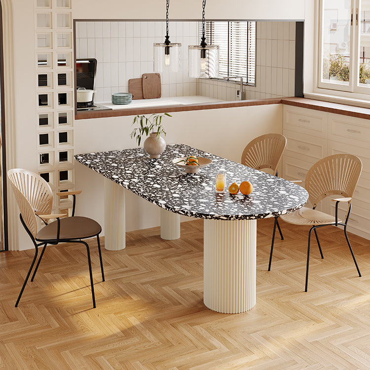 Free Form Contemporary Dining Table for Home Stone Dinette Table with 3 Legs
