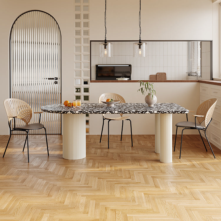 Free Form Contemporary Dining Table for Home Stone Dinette Table with 3 Legs