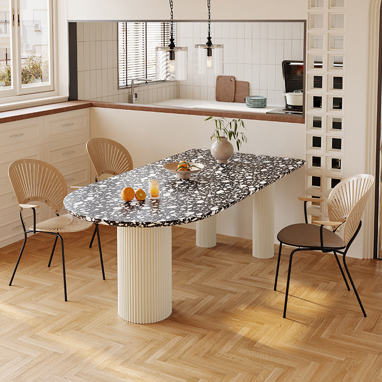Free Form Contemporary Dining Table for Home Stone Dinette Table with 3 Legs