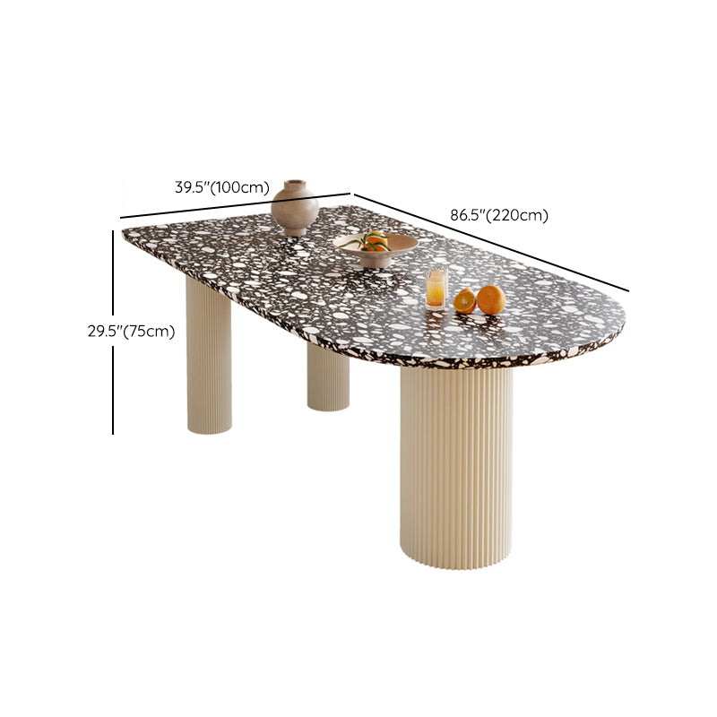 Free Form Contemporary Dining Table for Home Stone Dinette Table with 3 Legs