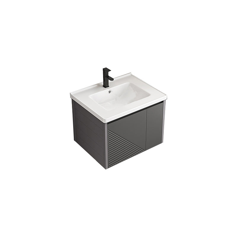 Modern Gray Metal Base Vanity Single-Sink Rectangular Wall Mount Vanity Set