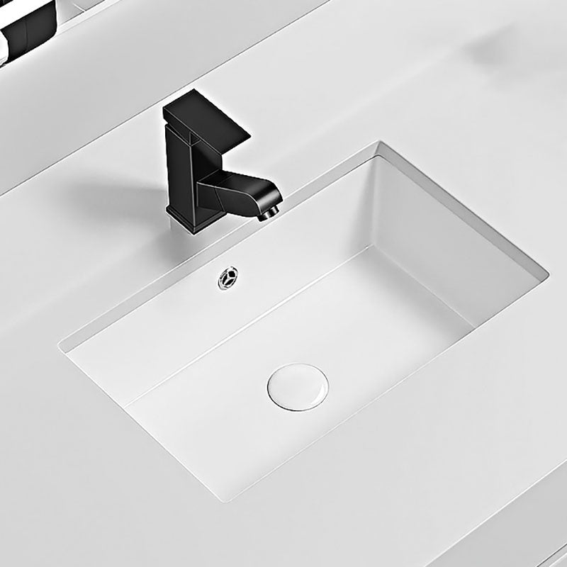 Modern Undermount Bathroom Sink Porcelain with Faucet Wash Stand