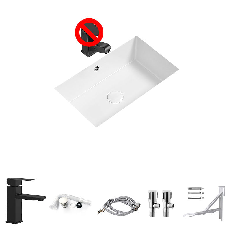 Modern Undermount Bathroom Sink Porcelain with Faucet Wash Stand