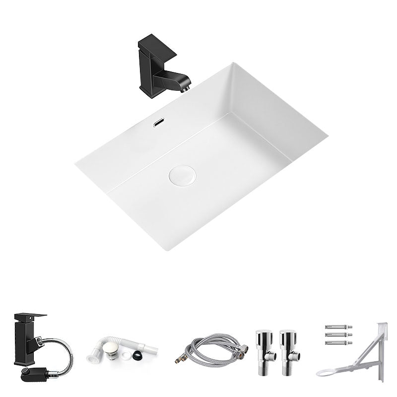 Modern Undermount Bathroom Sink Porcelain with Faucet Wash Stand