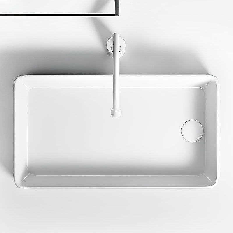 Traditional Vessel Bathroom Sink Porcelain with Pop-Up Drain Basin Sink