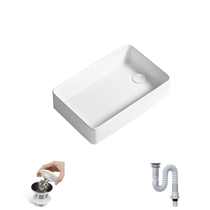 Traditional Vessel Bathroom Sink Porcelain with Pop-Up Drain Basin Sink