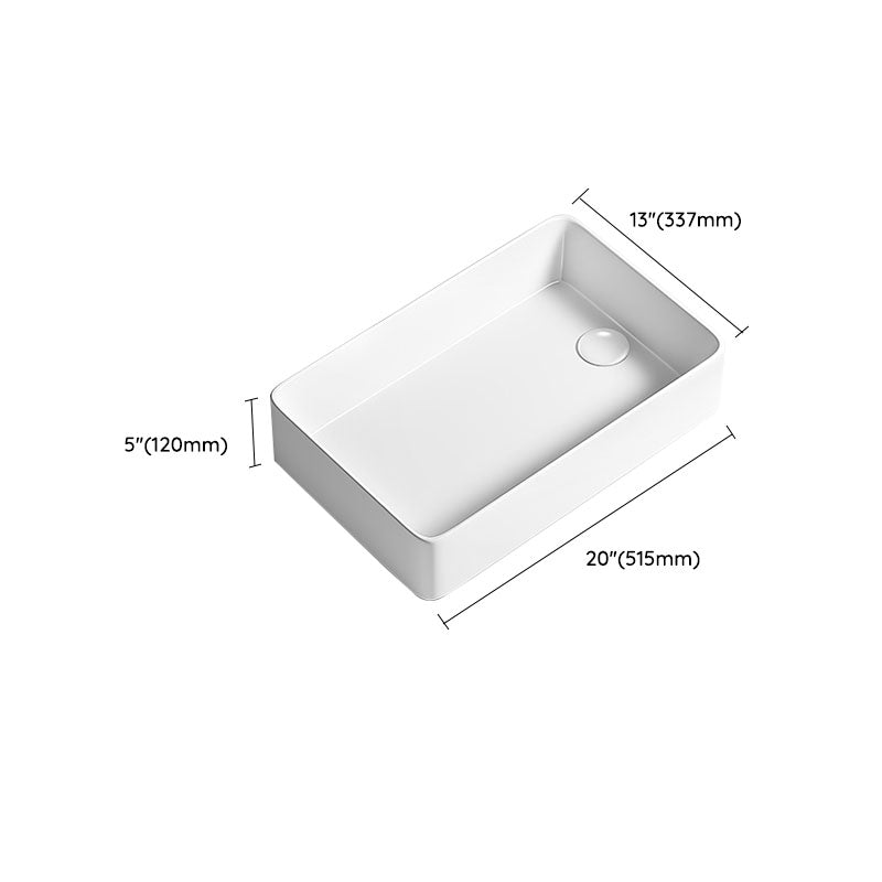 Traditional Vessel Bathroom Sink Porcelain with Pop-Up Drain Basin Sink