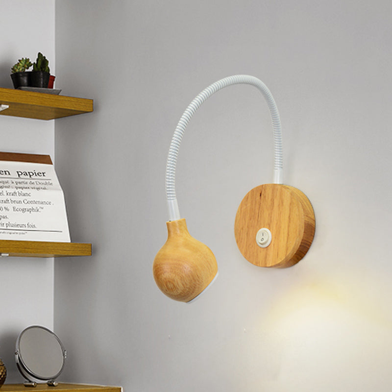 Cirkel wandmontage verlichting Moderne houten led beige sconce lamp met witte verstelbare arm