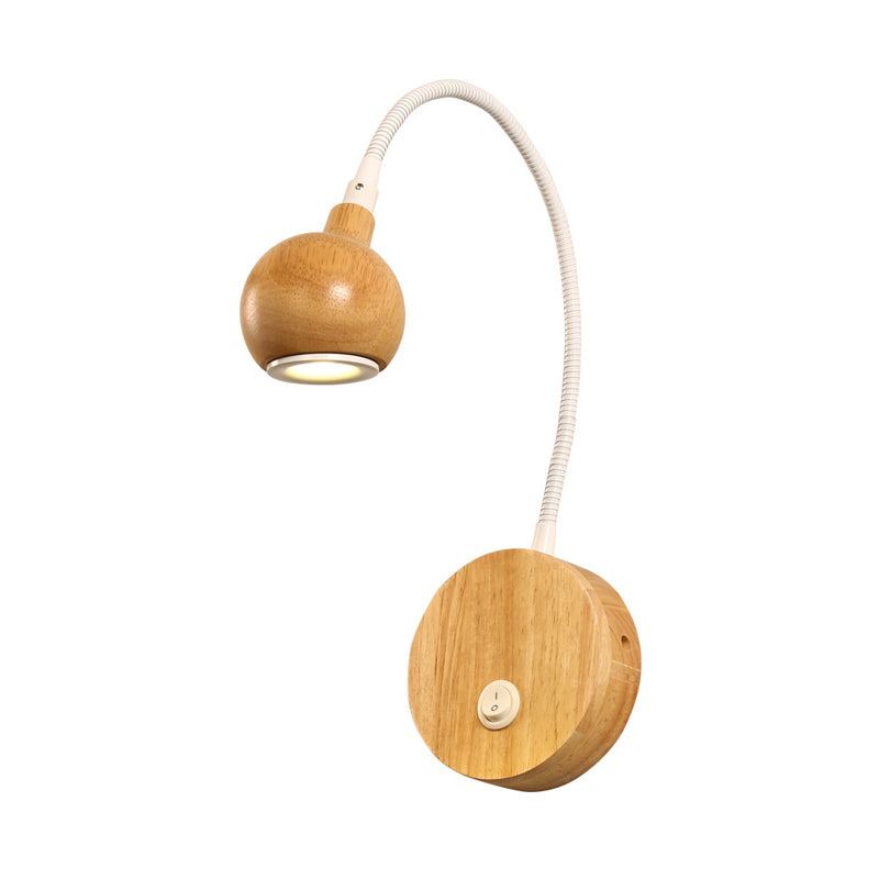 Cirkel wandmontage verlichting Moderne houten led beige sconce lamp met witte verstelbare arm