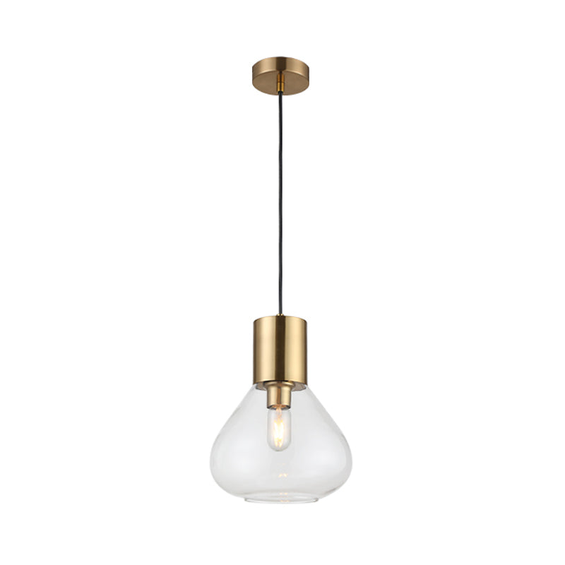 Urne en verre transparent Éclairage suspendu moderne 1 tête en or finition pendante plafond lampe sur table à manger