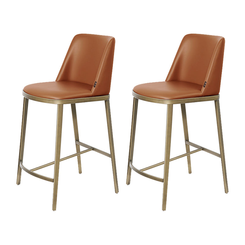 Glam Backrest Armless Counter Stool Iron Bar Stool with Cushion for Cafe