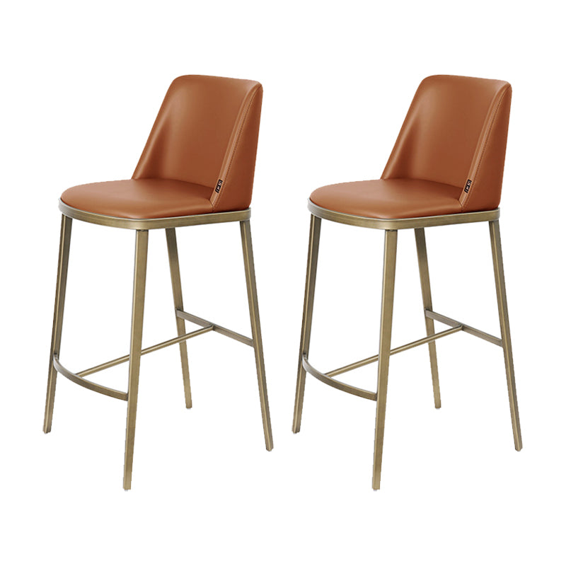 Glam Backrest Armless Counter Stool Iron Bar Stool with Cushion for Cafe