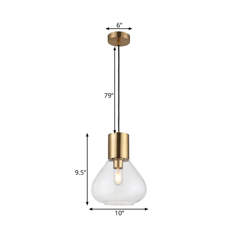 Urne en verre transparent Éclairage suspendu moderne 1 tête en or finition pendante plafond lampe sur table à manger