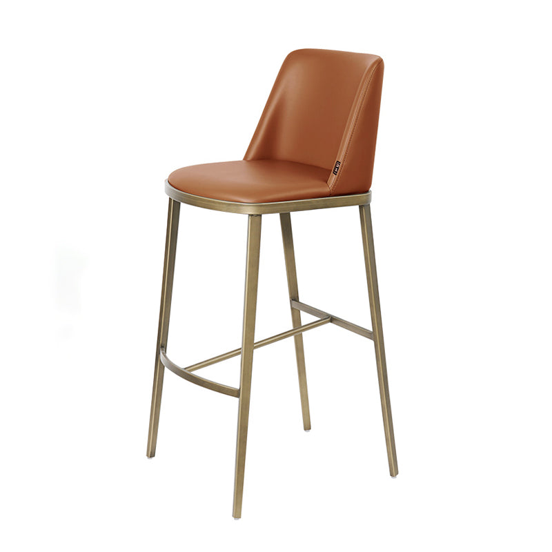 Glam Backrest Armless Counter Stool Iron Bar Stool with Cushion for Cafe