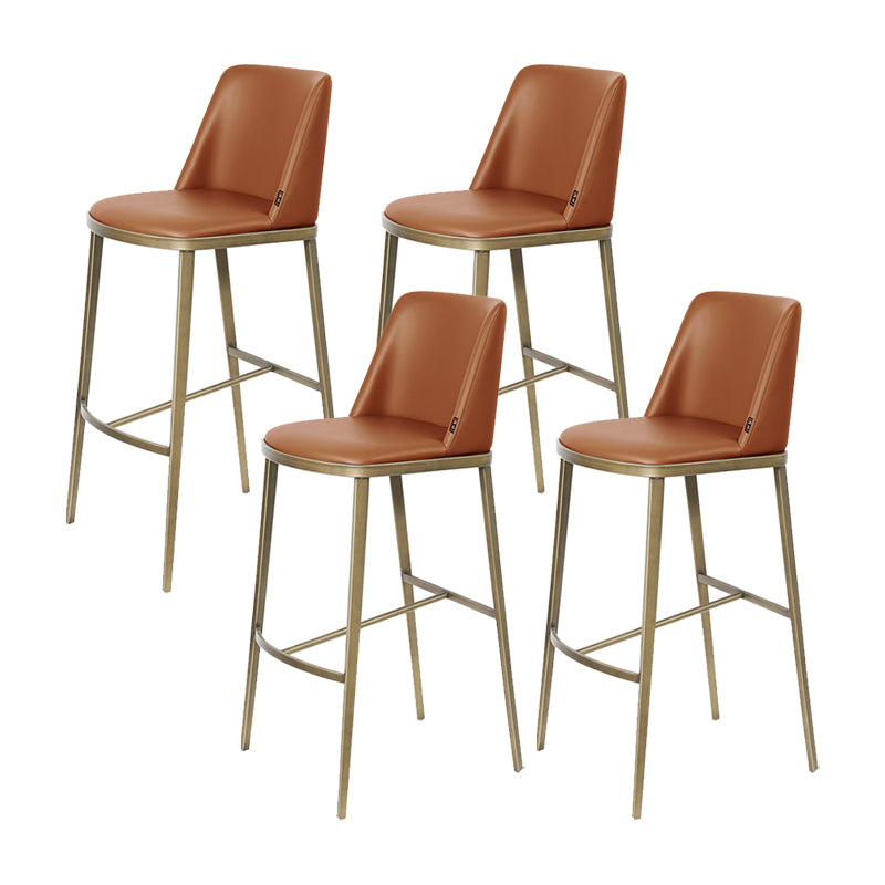 Glam Backrest Armless Counter Stool Iron Bar Stool with Cushion for Cafe