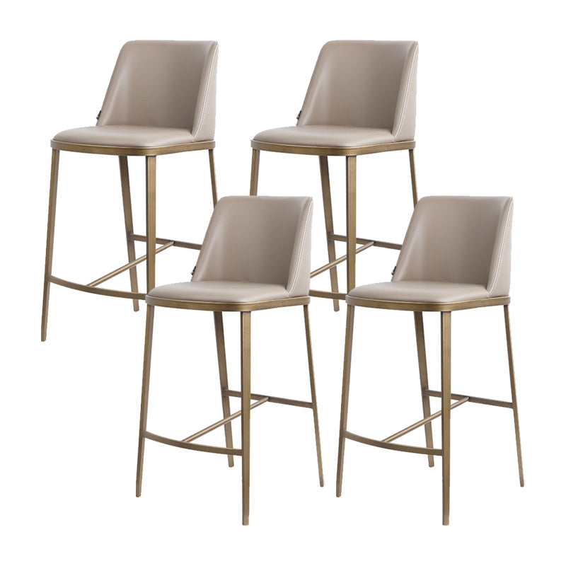 Glam Backrest Armless Counter Stool Iron Bar Stool with Cushion for Cafe