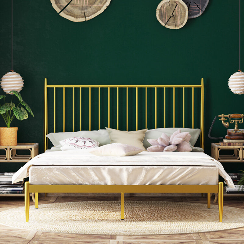 Glam Solid Color Open-Frame Bed Metal Open-Frame Bed with Headboard