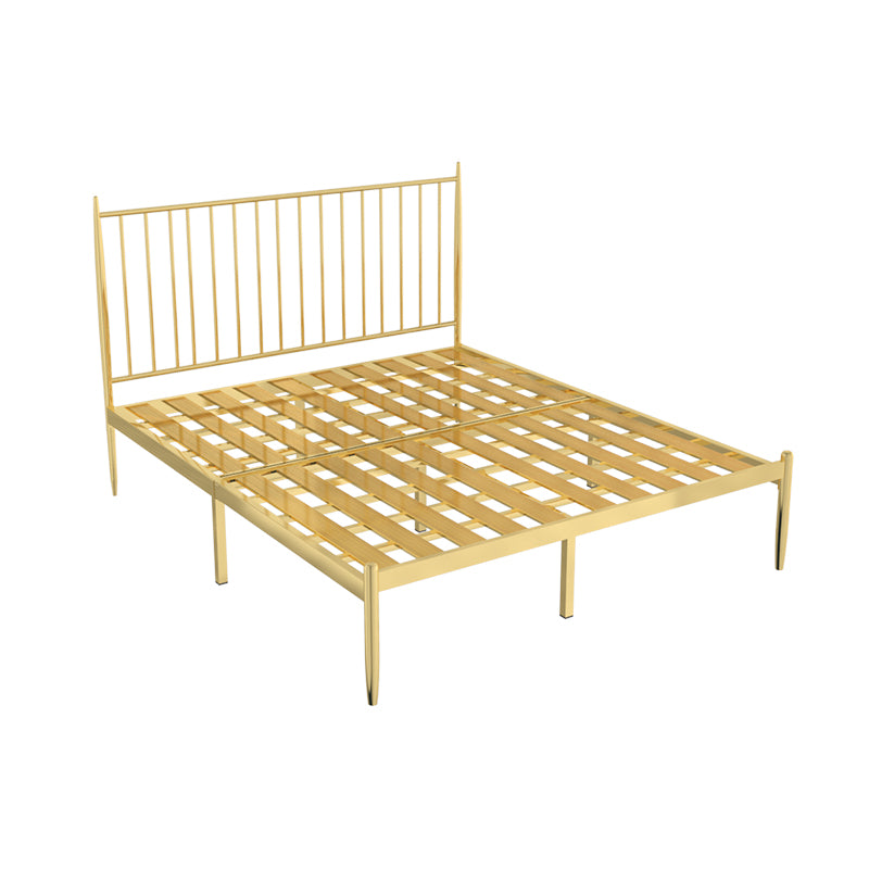Glam Solid Color Open-Frame Bed Metal Open-Frame Bed with Headboard