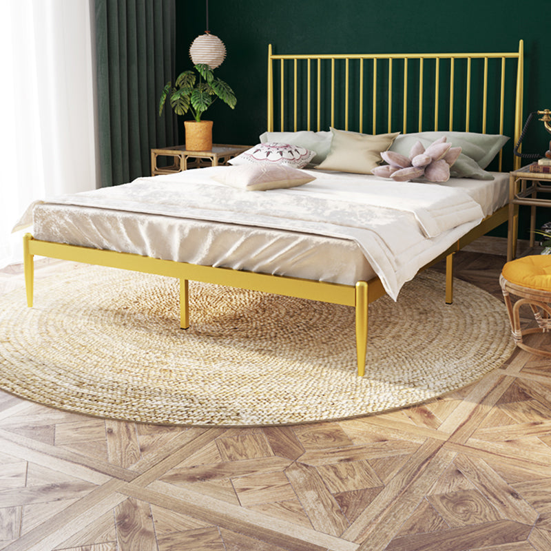 Glam Solid Color Open-Frame Bed Metal Open-Frame Bed with Headboard
