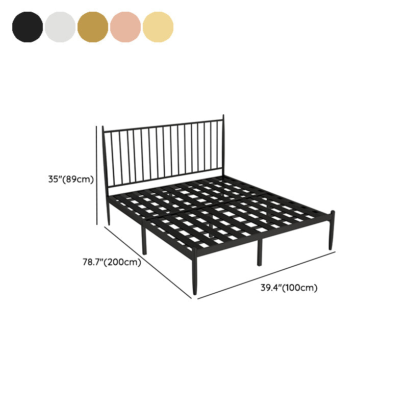 Glam Solid Color Open-Frame Bed Metal Open-Frame Bed with Headboard