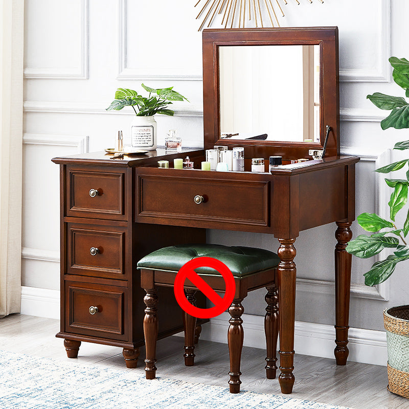 Traditional Solid Wood Makeup Vanity Desk Bedroom Vanity Dressing Table with Drawer