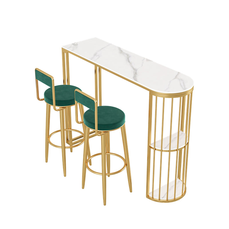 Glam Bistro Set 1/2/3 Pieces Stone Bar-Height Bar table with Upholstered Stools