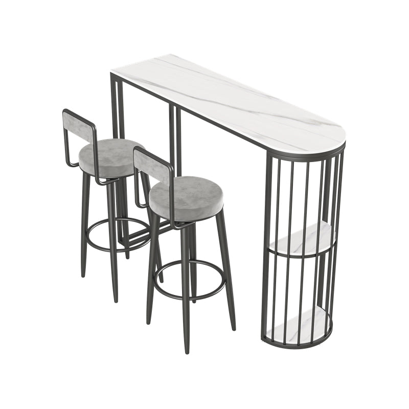 Glam Bistro Set 1/2/3 Pieces Stone Bar-Height Bar table with Upholstered Stools