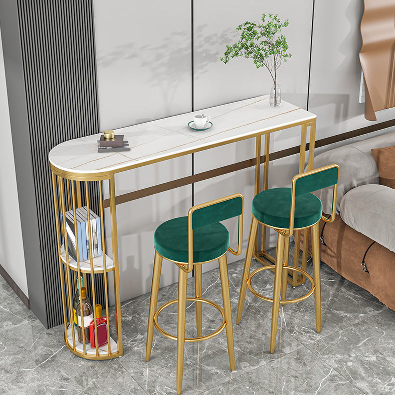 Glam Bistro Set 1/2/3 Pieces Stone Bar-Height Bar table with Upholstered Stools