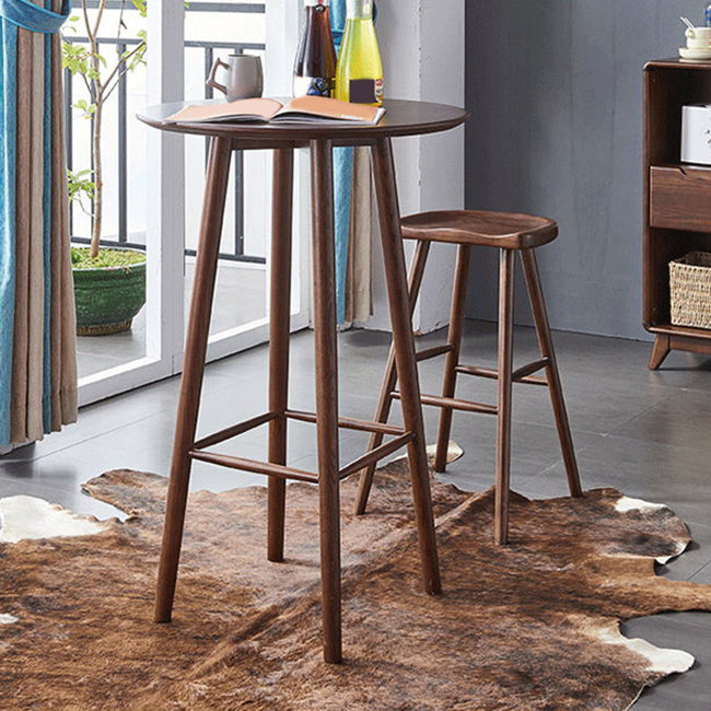 Modern Style Bar Table Set 1/2/3 Pieces Round Solid Wood Bar table with Backless Stools