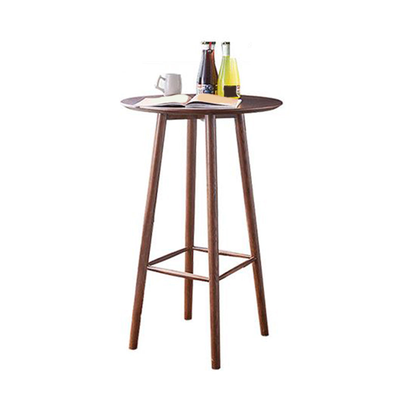 Modern Style Bar Table Set 1/2/3 Pieces Round Solid Wood Bar table with Backless Stools