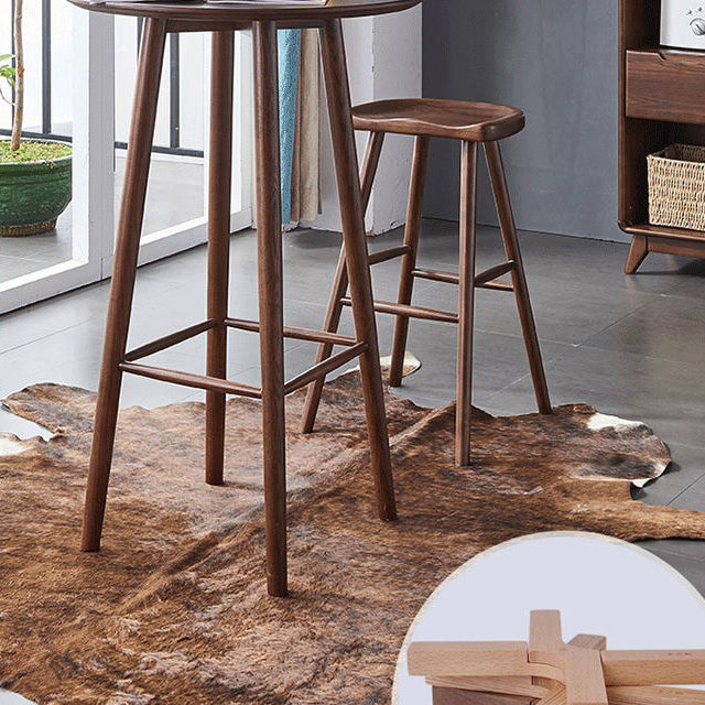 Modern Style Bar Table Set 1/2/3 Pieces Round Solid Wood Bar table with Backless Stools