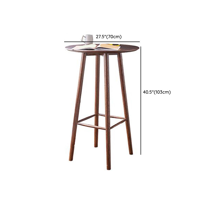Modern Style Bar Table Set 1/2/3 Pieces Round Solid Wood Bar table with Backless Stools