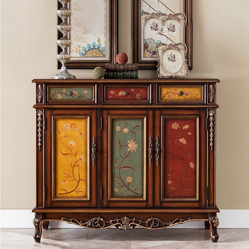 Industrial Cabriole Legs Accent Cabinet Solid Wood Storage Cabinet
