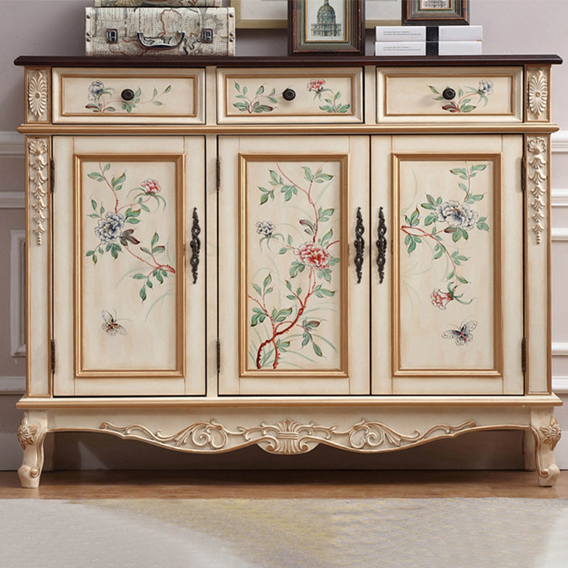 Industrial Cabriole Legs Accent Cabinet Solid Wood Storage Cabinet