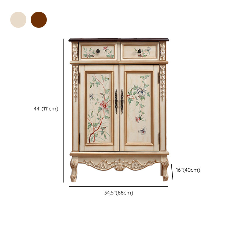Industrial Cabriole Legs Accent Cabinet Solid Wood Storage Cabinet
