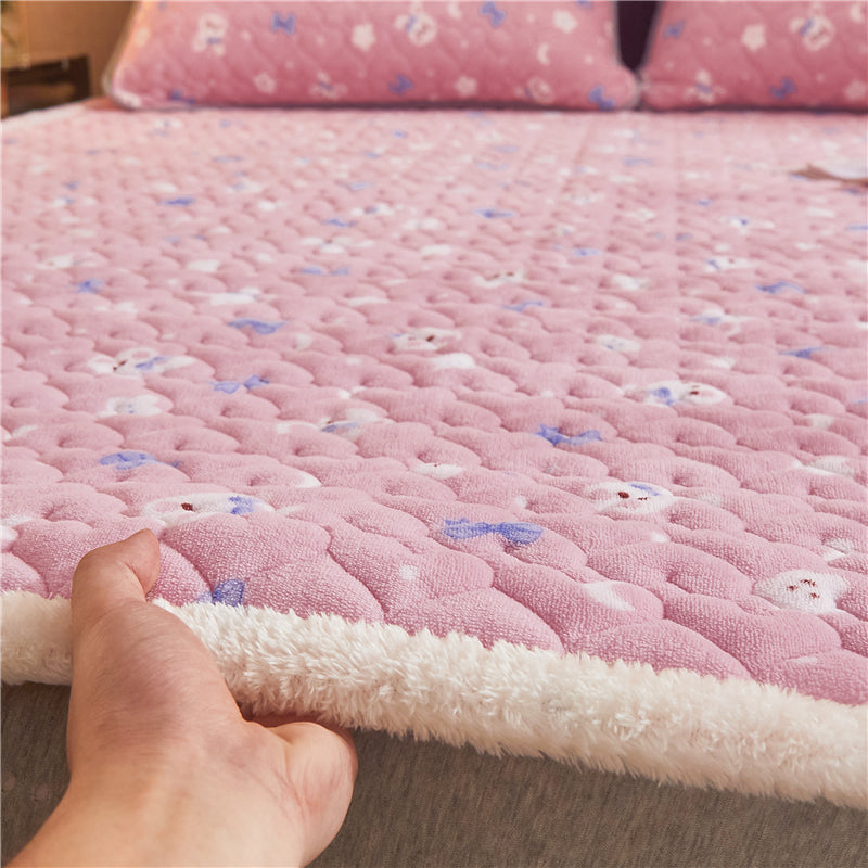 Sheet Sets Flannel Cartoon Printed Breathable Wrinkle Resistant Super Soft Bed Sheet Set