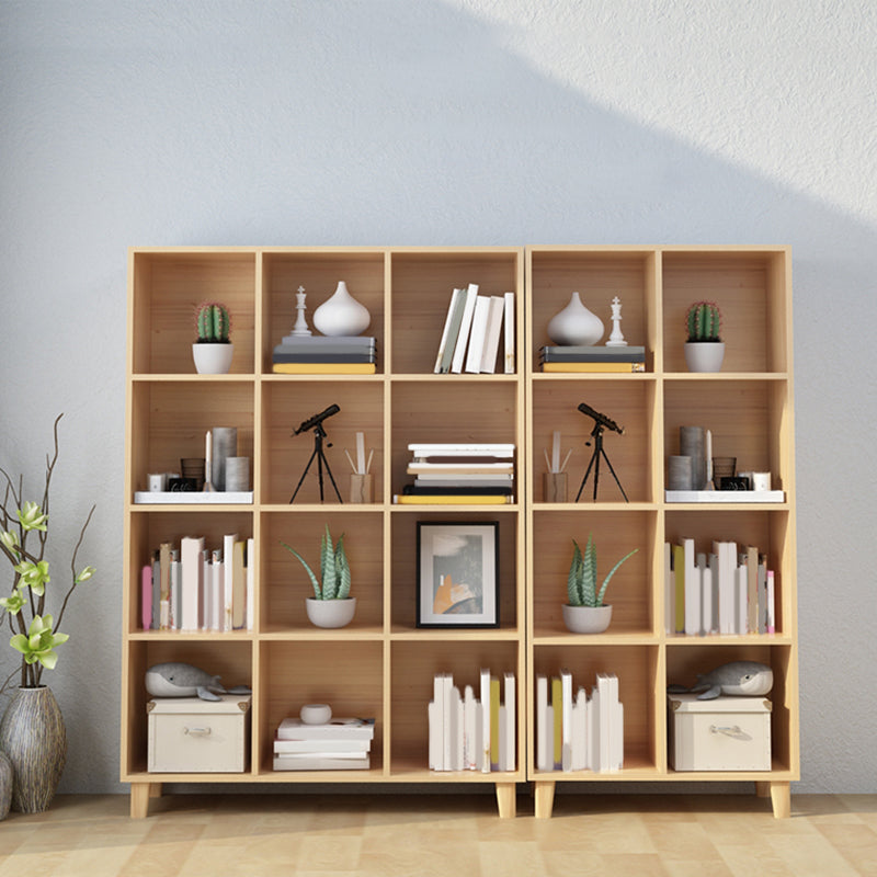 Natural Wooden Bookcase Standard Contemporary Bookshelf with Shelves