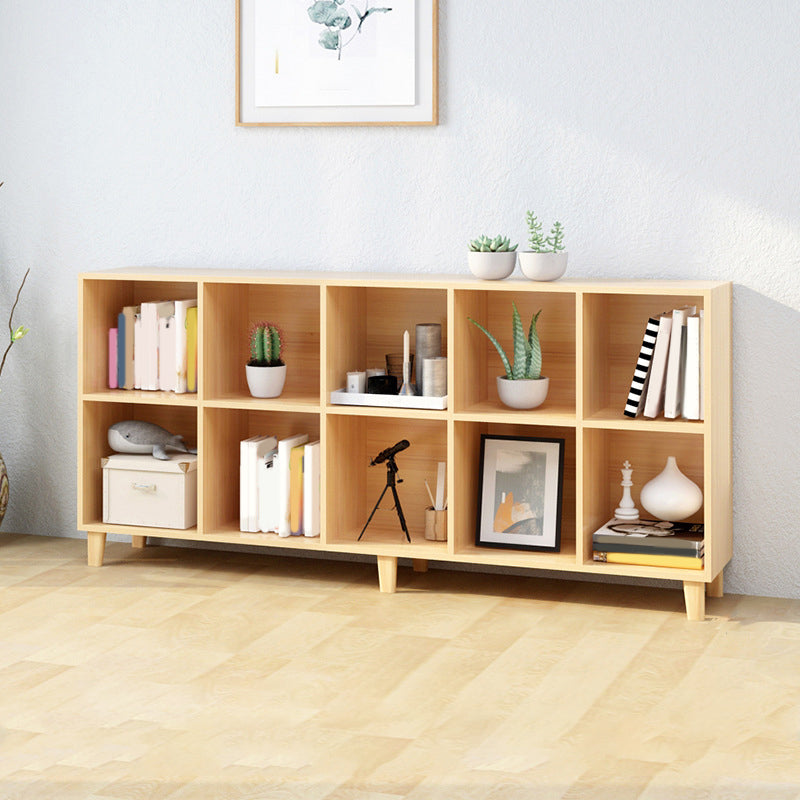 Natural Wooden Bookcase Standard Contemporary Bookshelf with Shelves