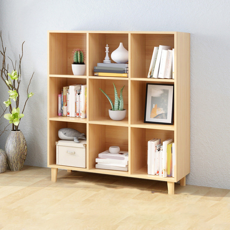 Natural Wooden Bookcase Standard Contemporary Bookshelf with Shelves