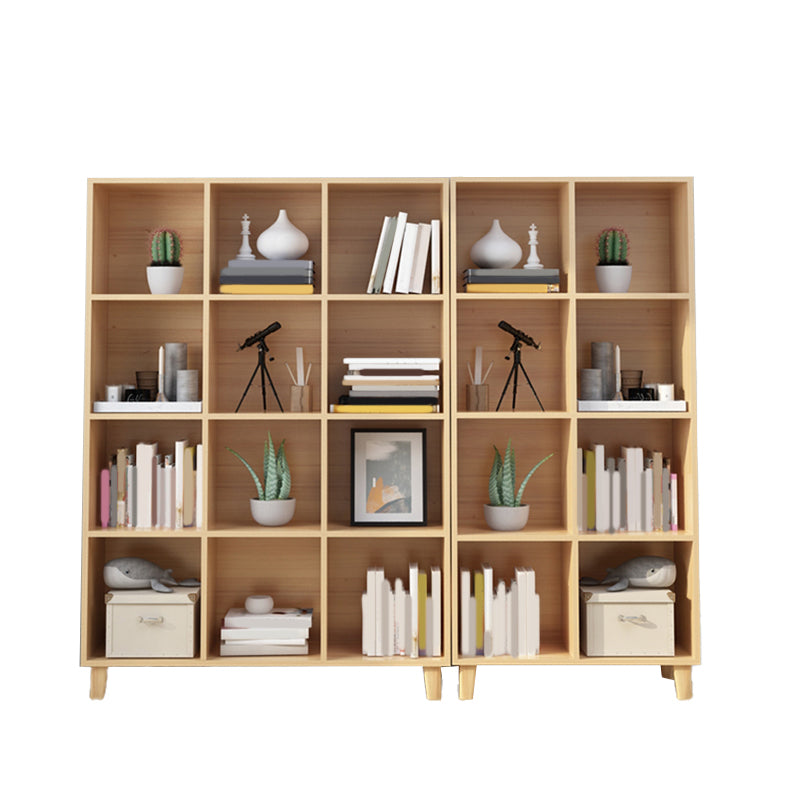 Natural Wooden Bookcase Standard Contemporary Bookshelf with Shelves