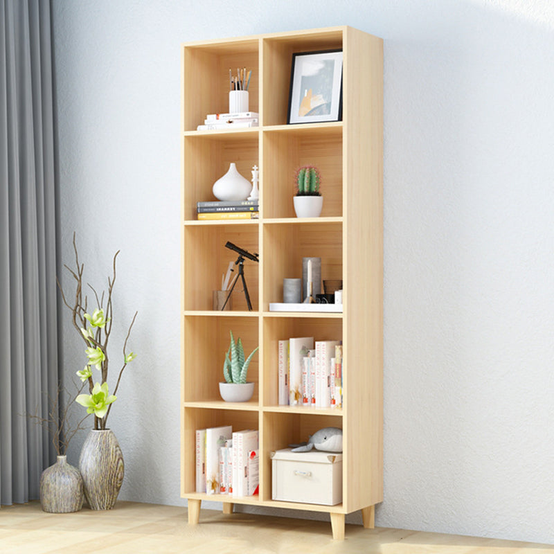 Natural Wooden Bookcase Standard Contemporary Bookshelf with Shelves