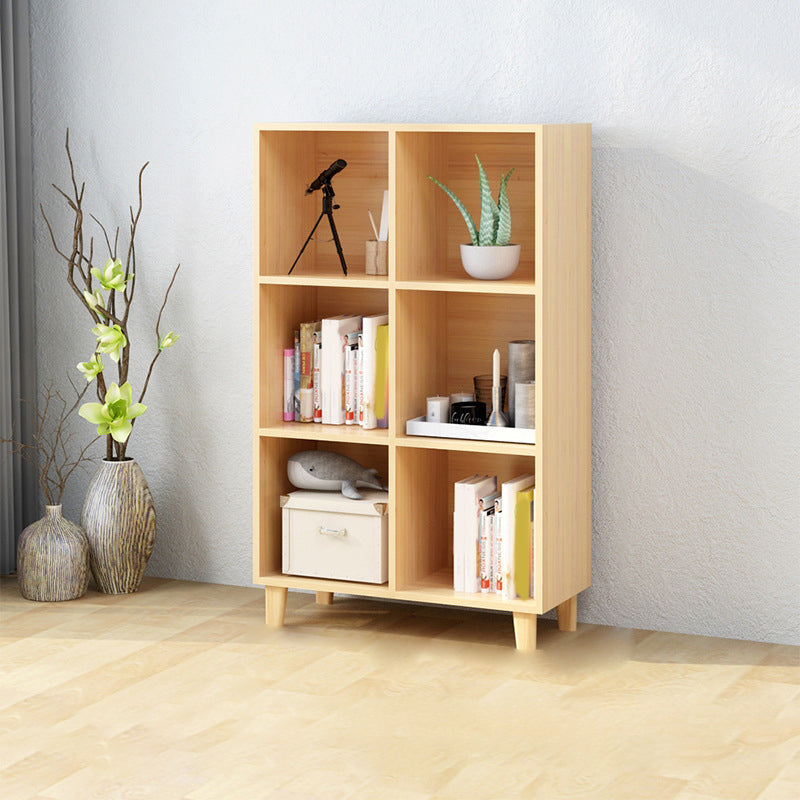 Natural Wooden Bookcase Standard Contemporary Bookshelf with Shelves