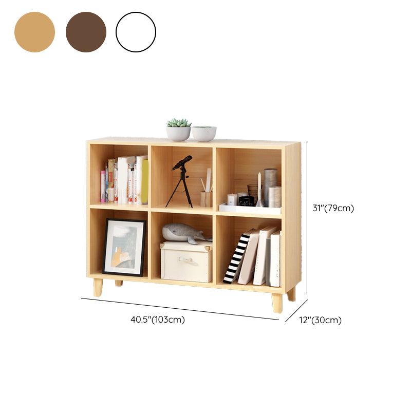 Natural Wooden Bookcase Standard Contemporary Bookshelf with Shelves