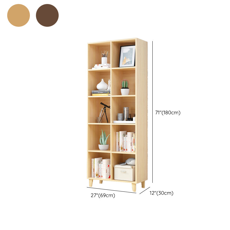 Natural Wooden Bookcase Standard Contemporary Bookshelf with Shelves