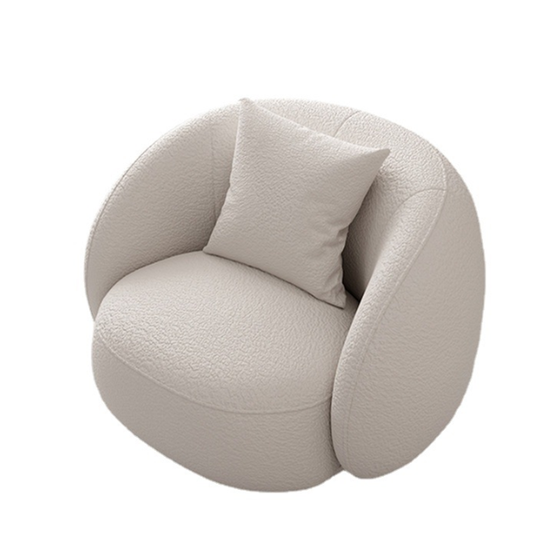 Northern European Curved Sofa 31.5" High Wool Settee in Beige