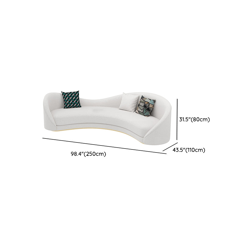 Northern European Curved Sofa 31.5" High Wool Settee in Beige